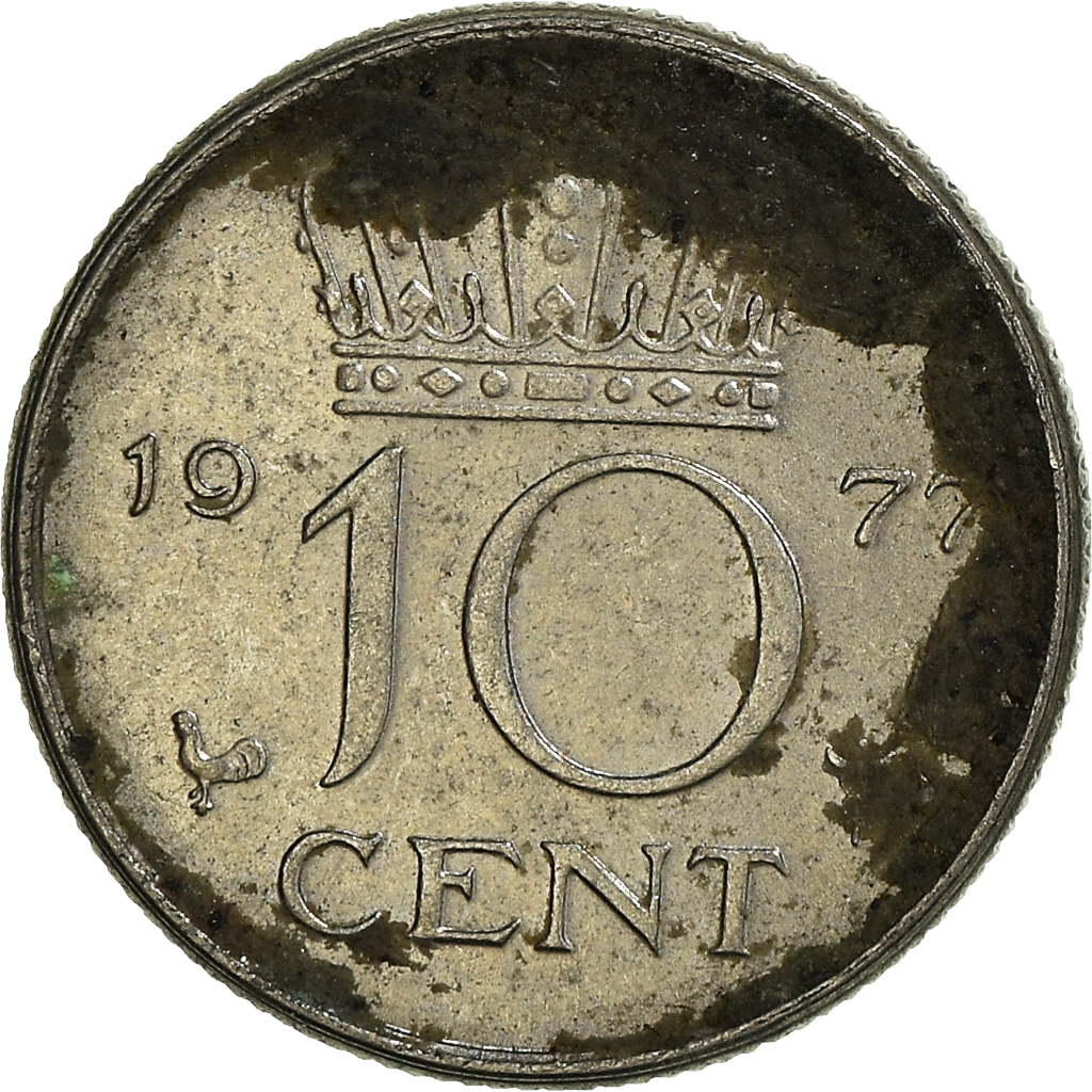 Moneda, Países Bajos, 10 Cents, 1977