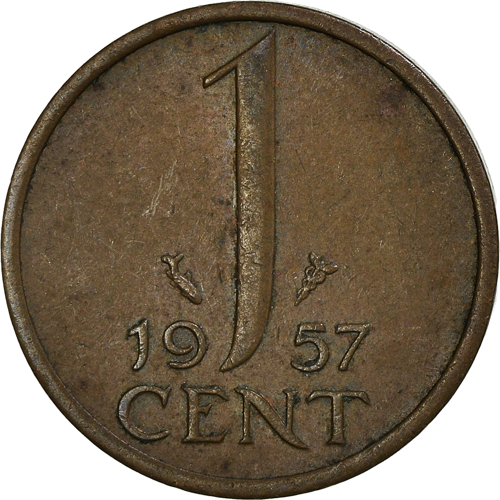 Moneda, Países Bajos, Cent, 1957