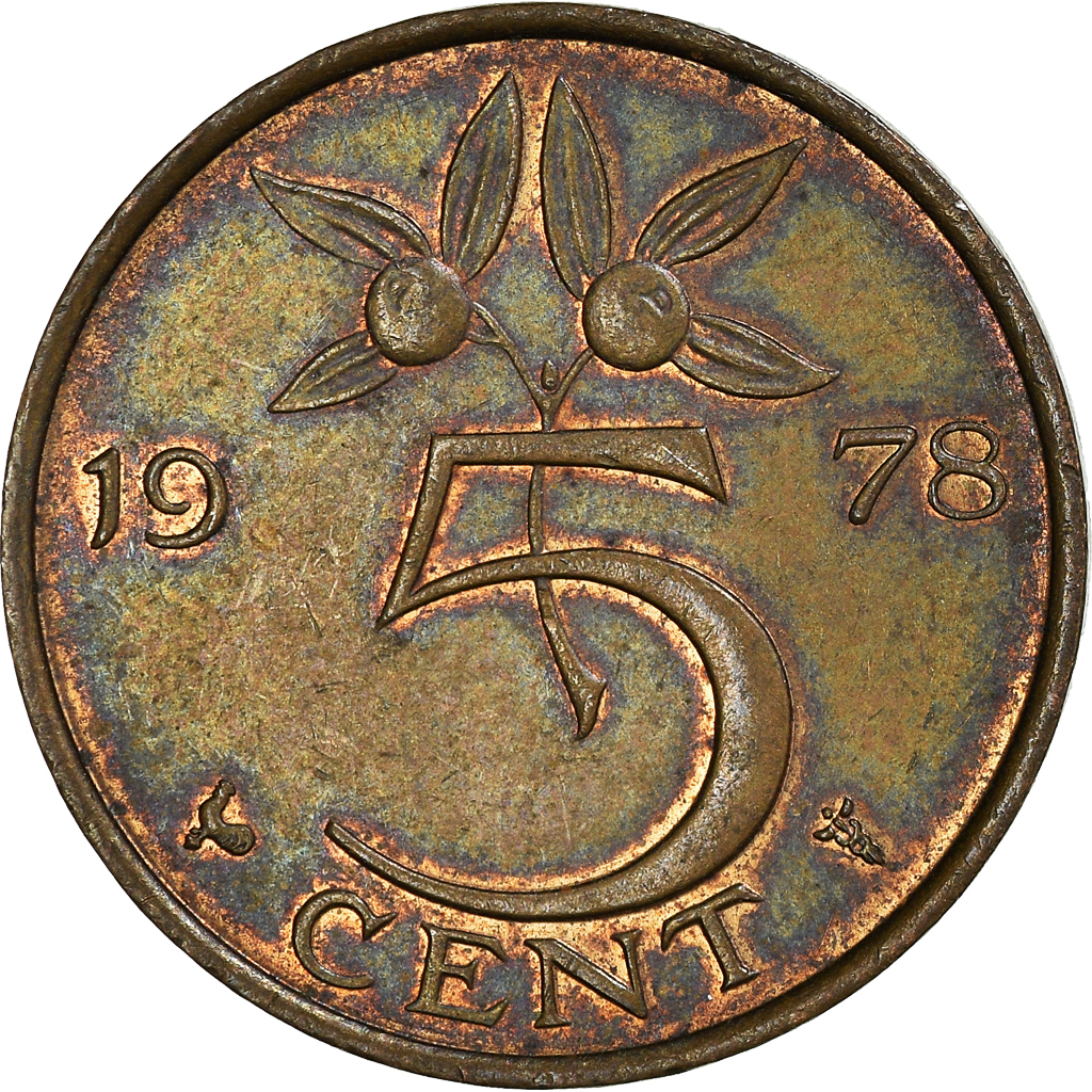 Moneda, Países Bajos, 5 Cents, 1978