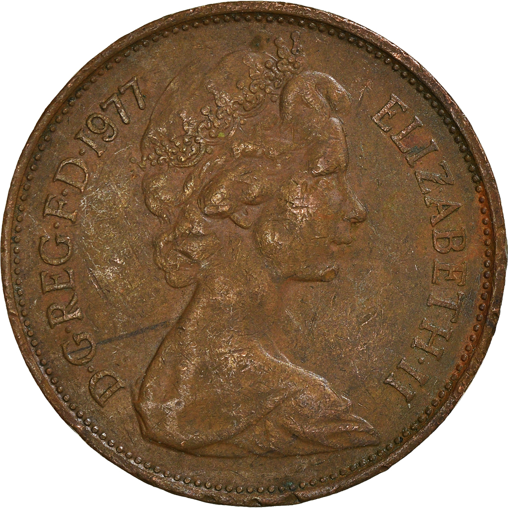 Moneda, Gran Bretaña, 2 New Pence, 1977