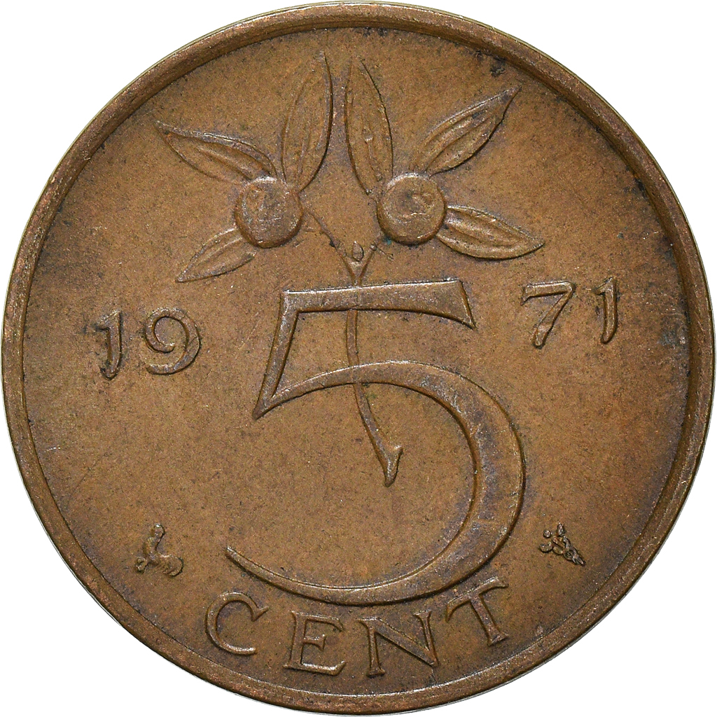 Moneda, Países Bajos, 5 Cents, 1971