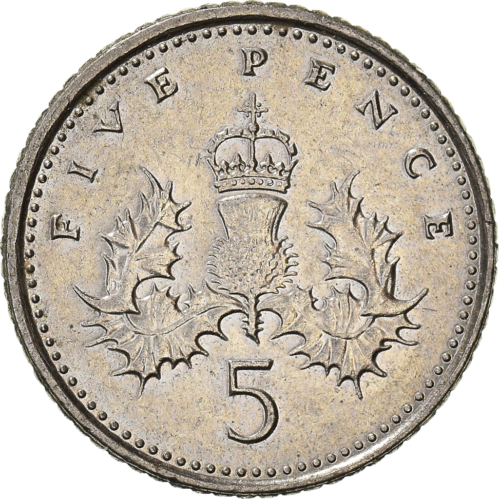 Moneda, Gran Bretaña, 5 Pence, 2001