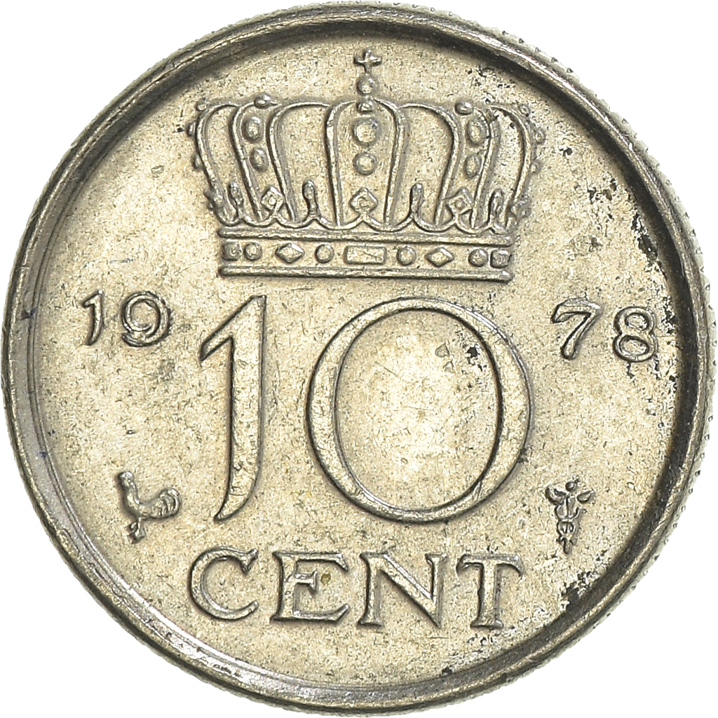 Moneda, Países Bajos, 10 Cents, 1978