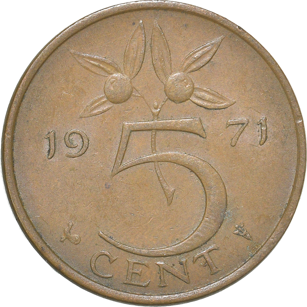 Moneda, Países Bajos, 5 Cents, 1971