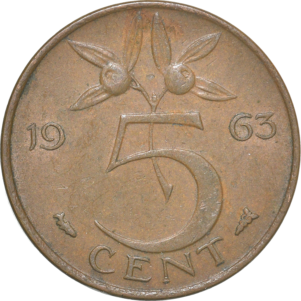 Moneda, Países Bajos, 5 Cents, 1963