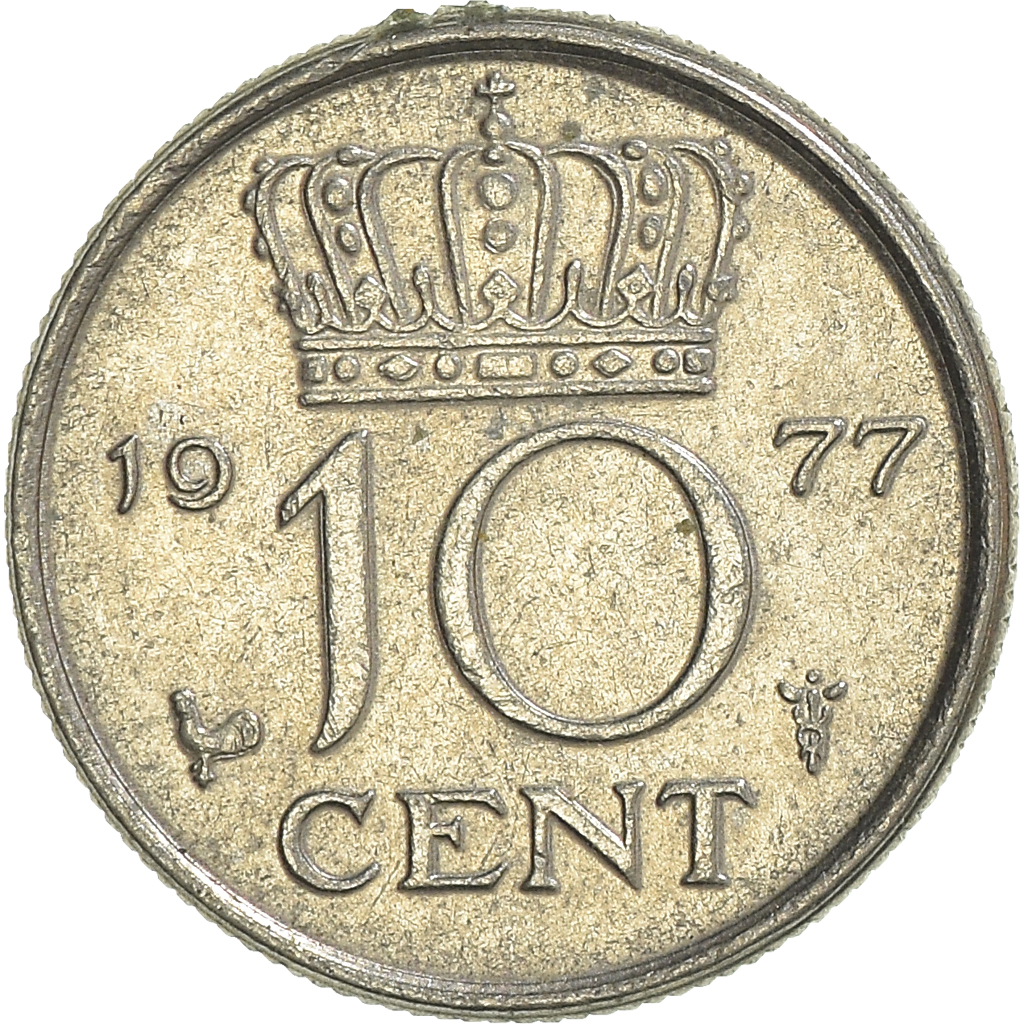 Moneda, Países Bajos, 10 Cents, 1977