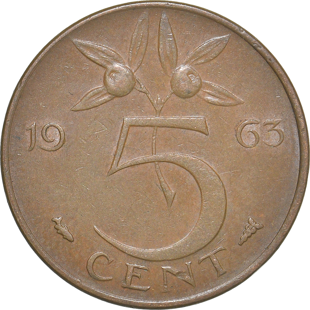 Moneda, Países Bajos, 5 Cents, 1963