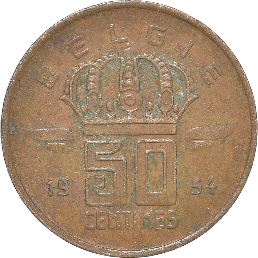 Moneda, Bélgica, 50 Centimes, 1954