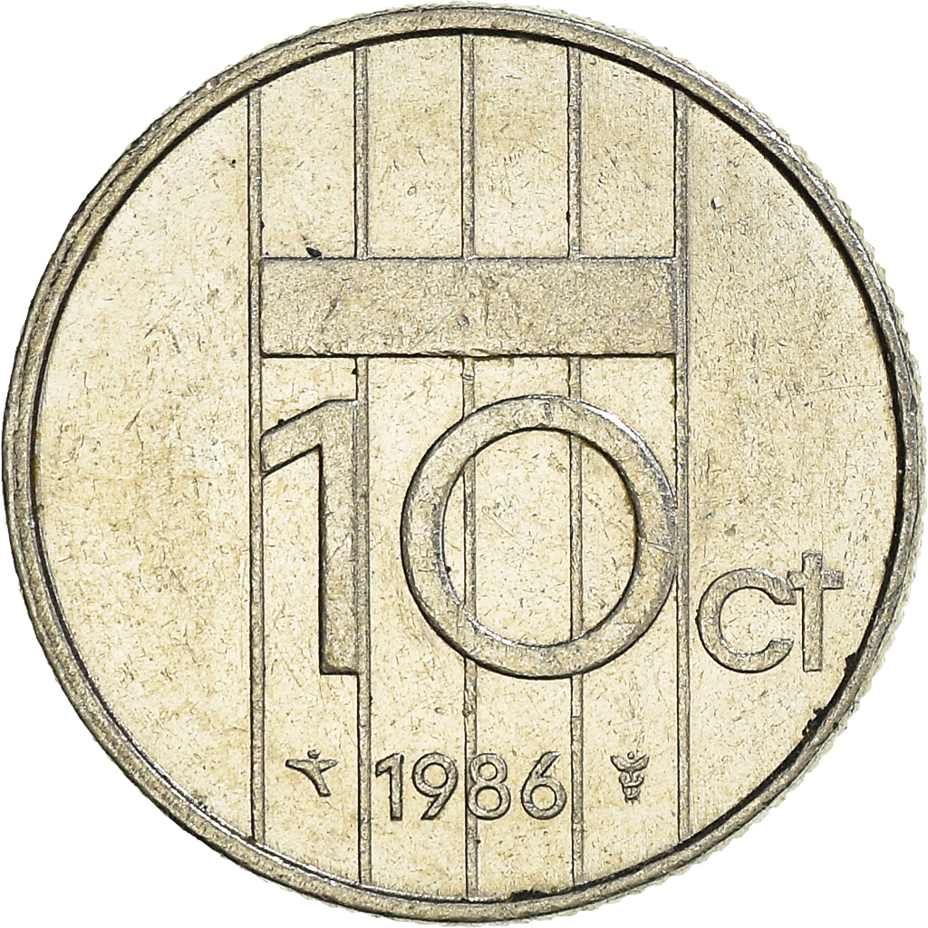 Moneda, Países Bajos, 10 Cents, 1986
