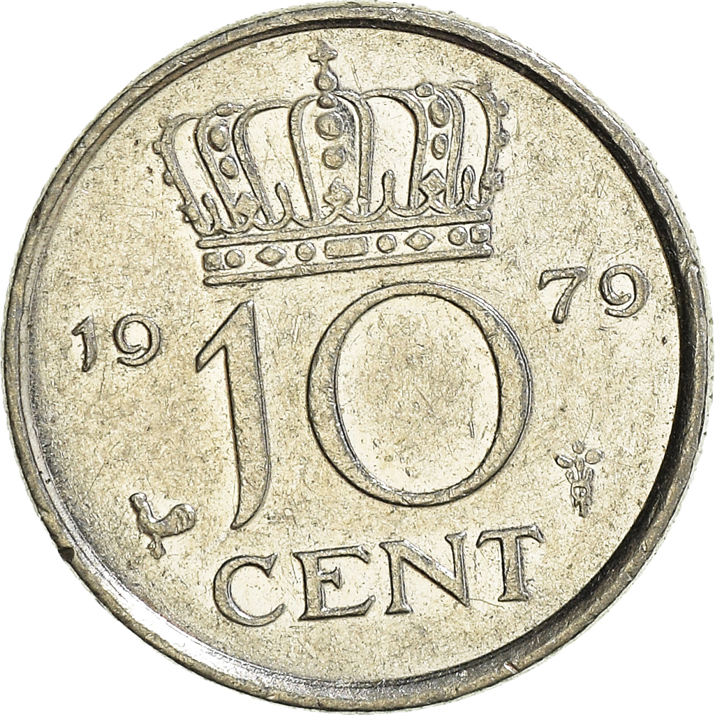 Moneda, Países Bajos, 10 Cents, 1979