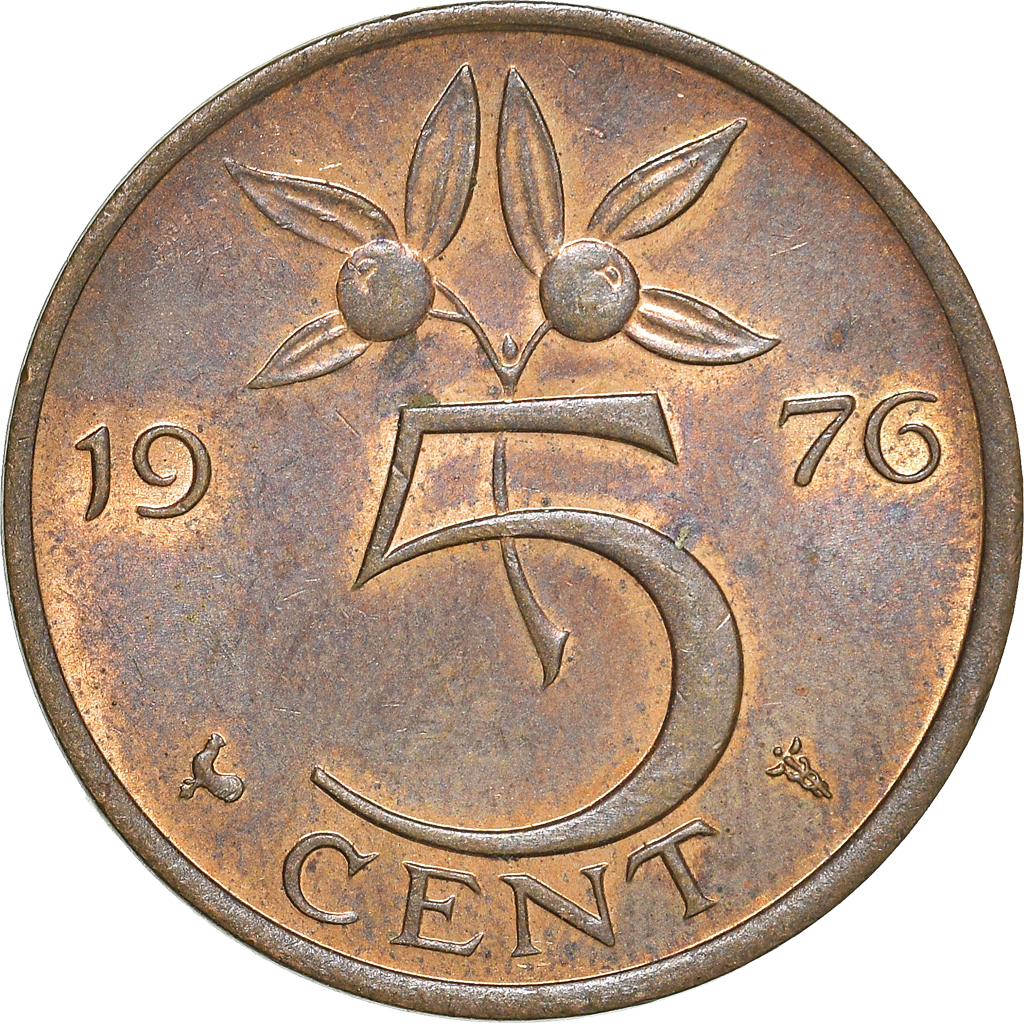 Moneda, Países Bajos, 5 Cents, 1976