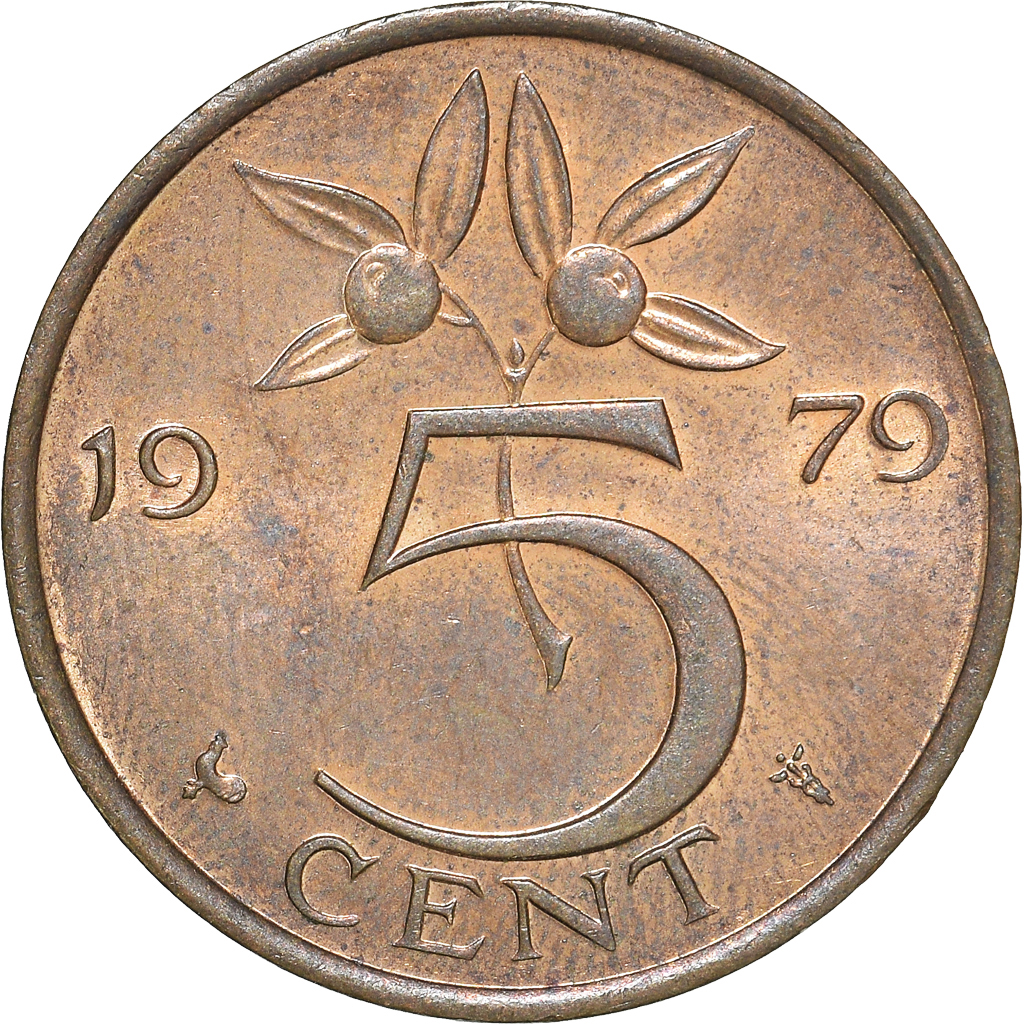 Moneda, Países Bajos, 5 Cents, 1979