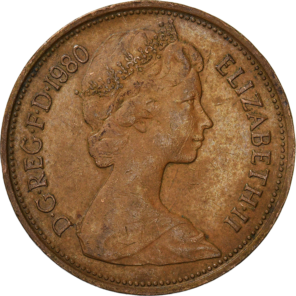 Moneda, Gran Bretaña, 2 New Pence, 1980