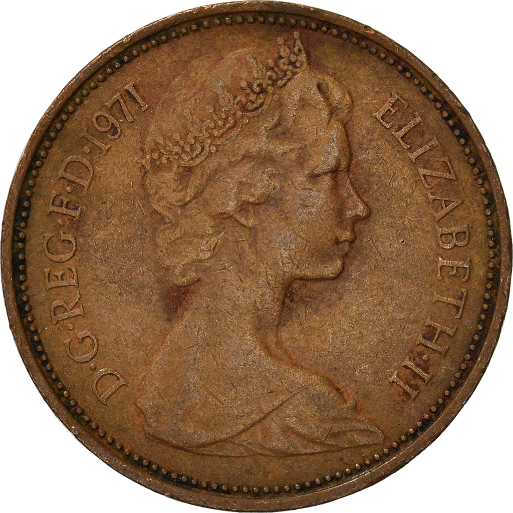 Moneda, Gran Bretaña, 2 New Pence, 1971
