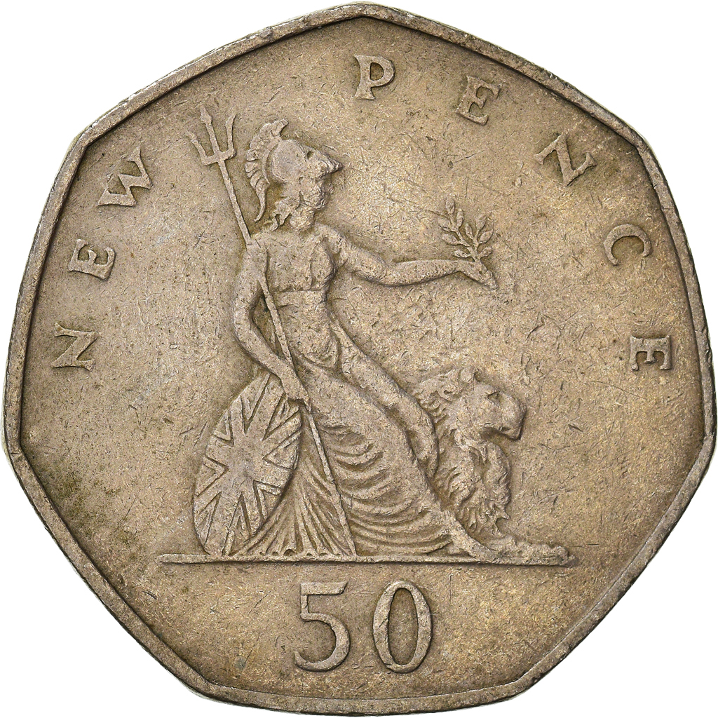 Moneda, Gran Bretaña, 50 New Pence, 1969