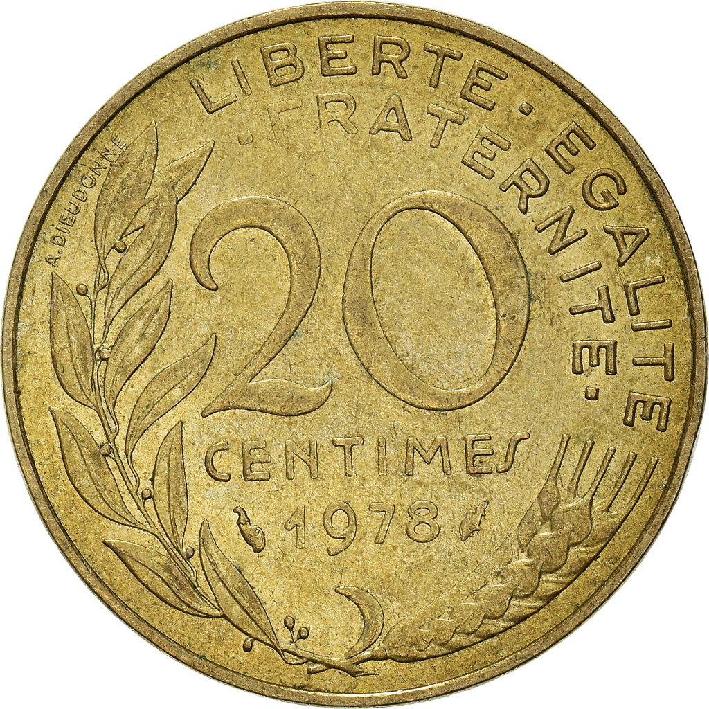Moneda, Francia, 20 Centimes, 1978