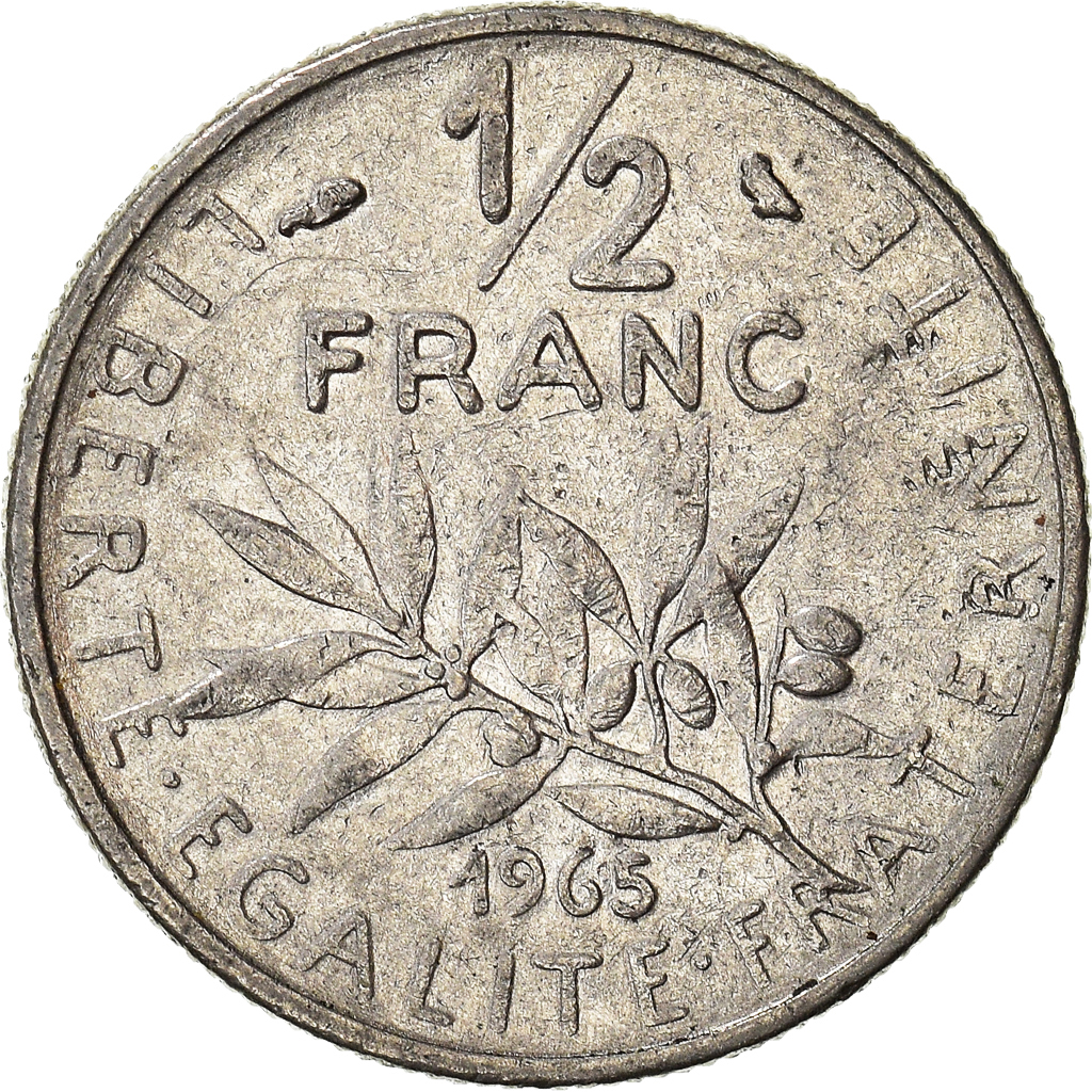Moneda, Francia, 1/2 Franc, 1965