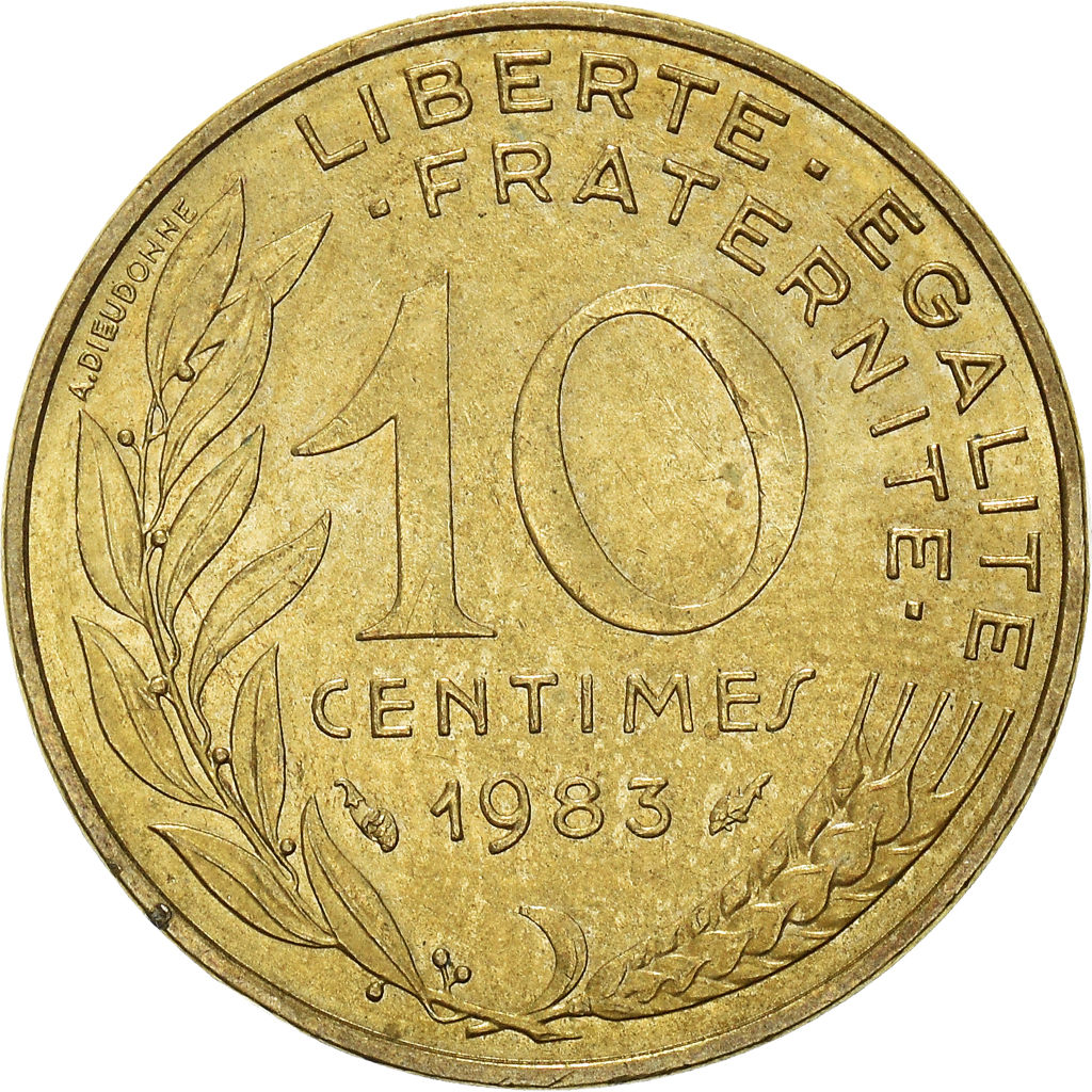Moneda, Francia, 10 Centimes, 1983