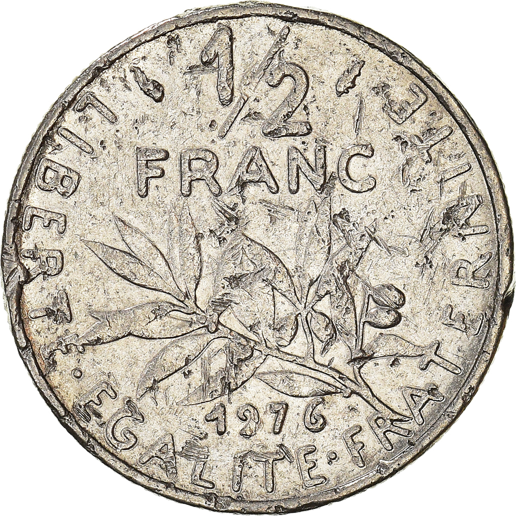 Moneda, Francia, 1/2 Franc, 1976
