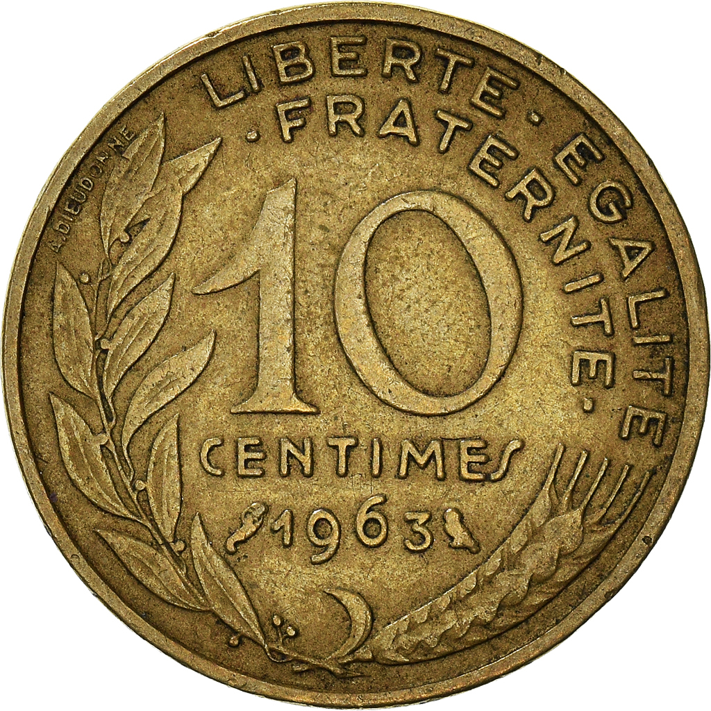 Moneda, Francia, 10 Centimes, 1963