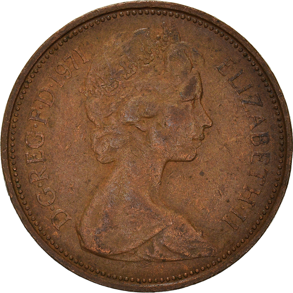Moneda, Gran Bretaña, 2 New Pence, 1971