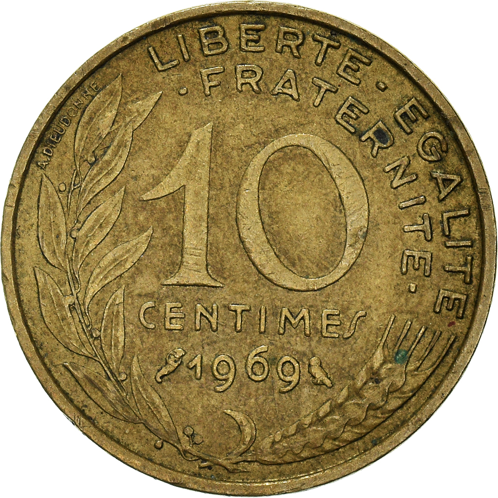Moneda, Francia, 10 Centimes, 1969