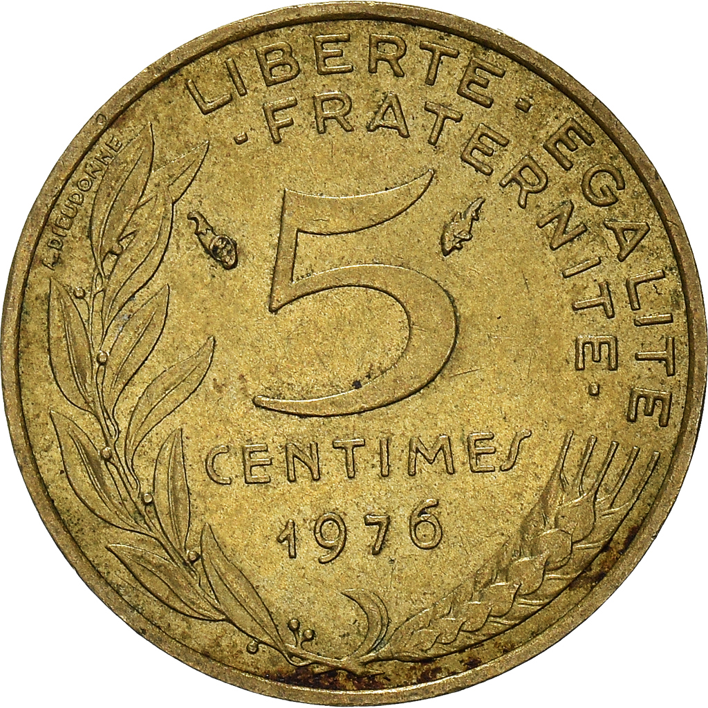 Moneda, Francia, 5 Centimes, 1976