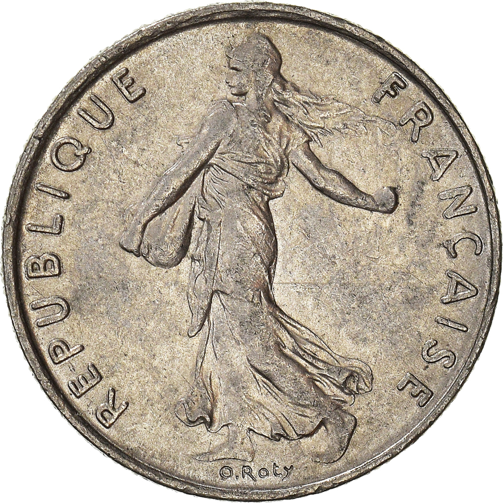 Moneda, Francia, 1/2 Franc, 1975
