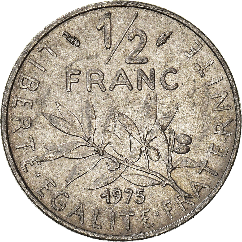 Moneda, Francia, 1/2 Franc, 1975