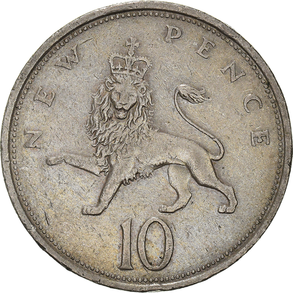 Moneda, Gran Bretaña, 10 New Pence, 1973