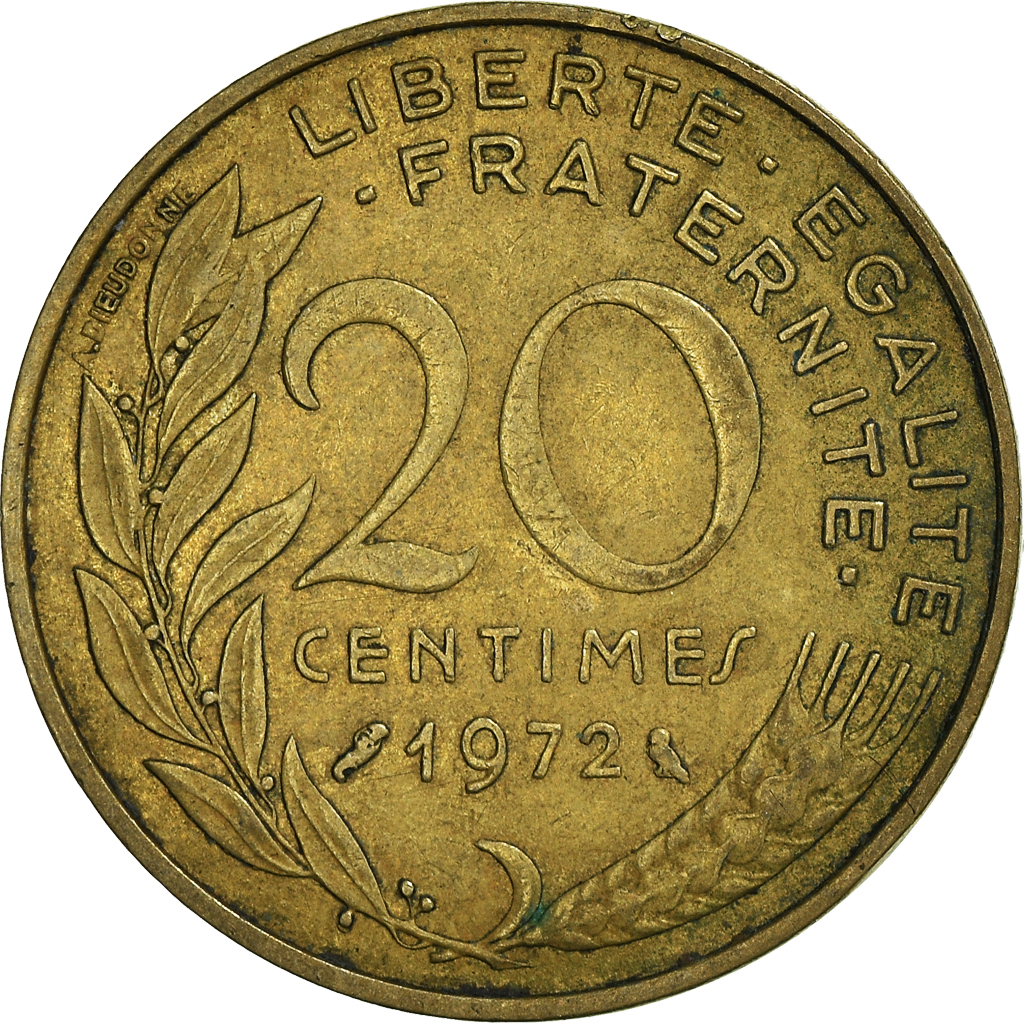 Moneda, Francia, 20 Centimes, 1972