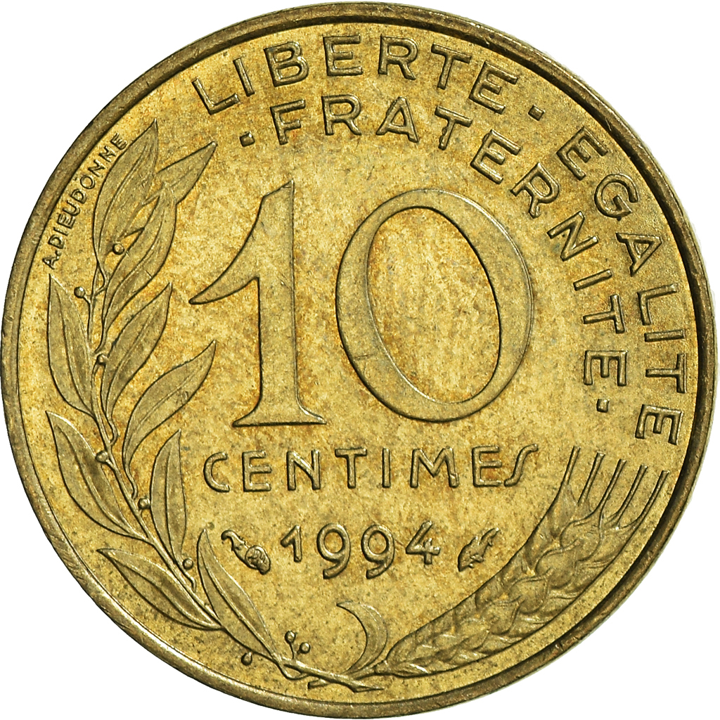 Moneda, Francia, 10 Centimes, 1994
