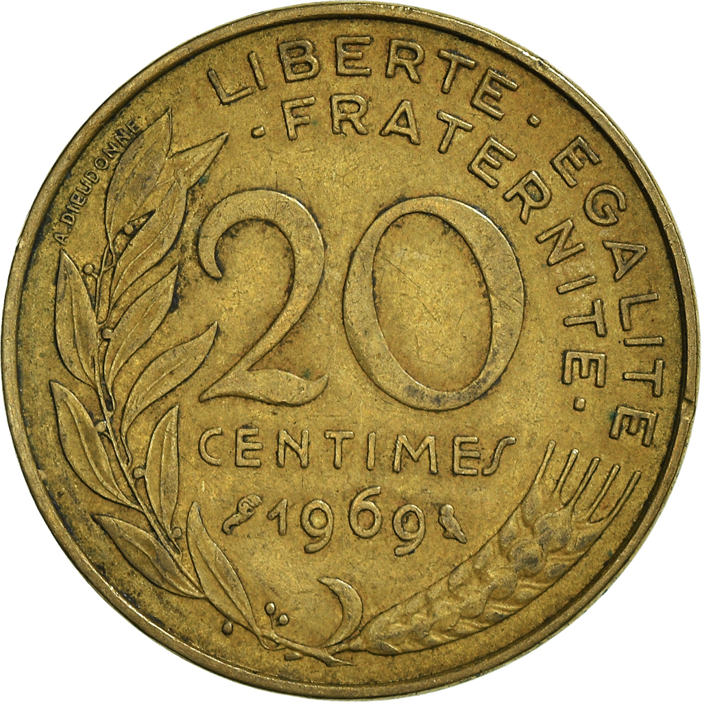 Moneda, Francia, 20 Centimes, 1969