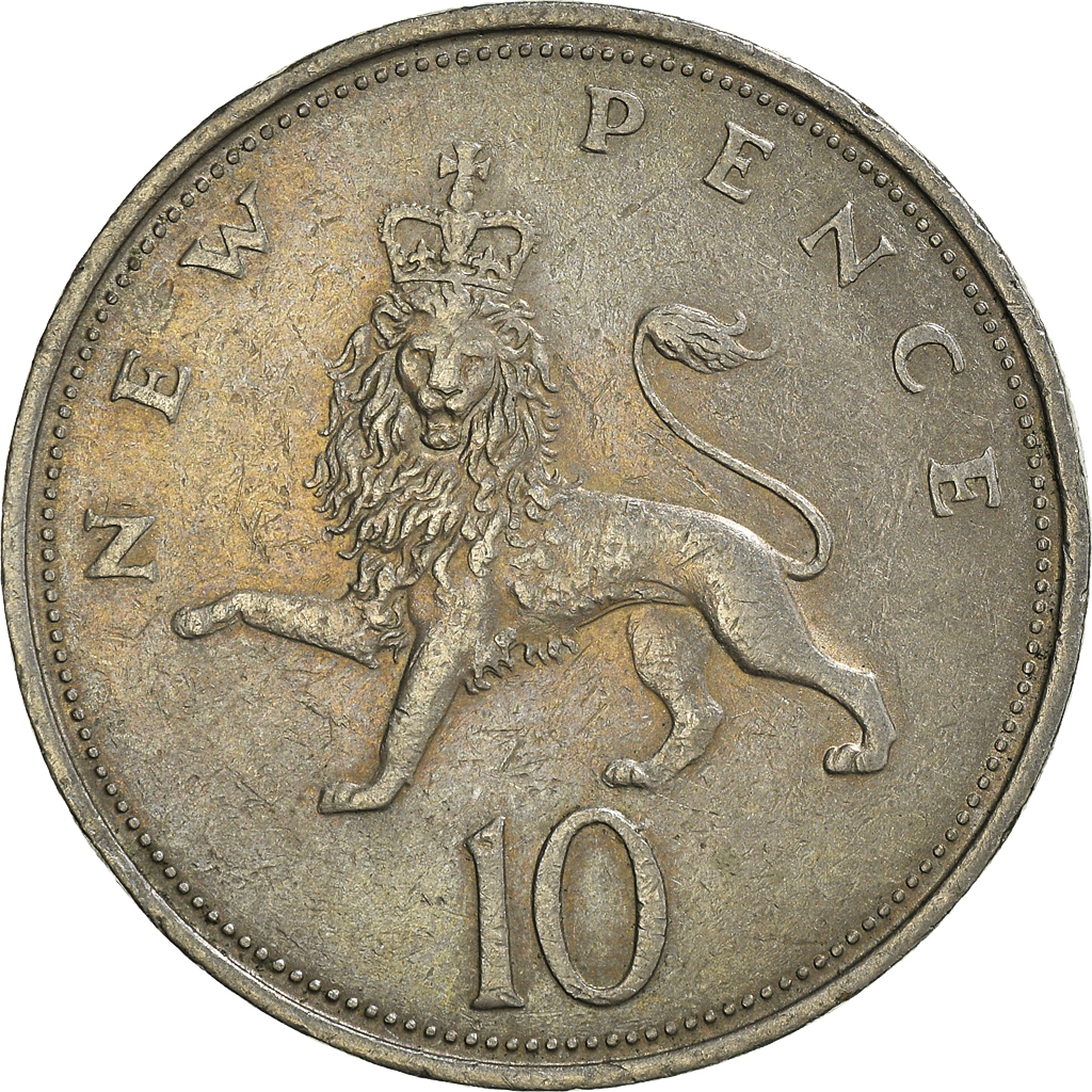 Moneda, Gran Bretaña, 10 New Pence, 1969