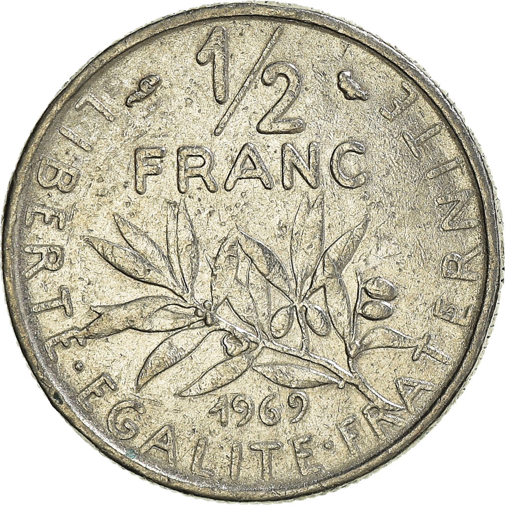 Moneda, Francia, 1/2 Franc, 1969