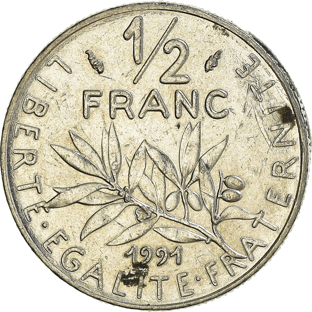 Moneda, Francia, 1/2 Franc, 1991