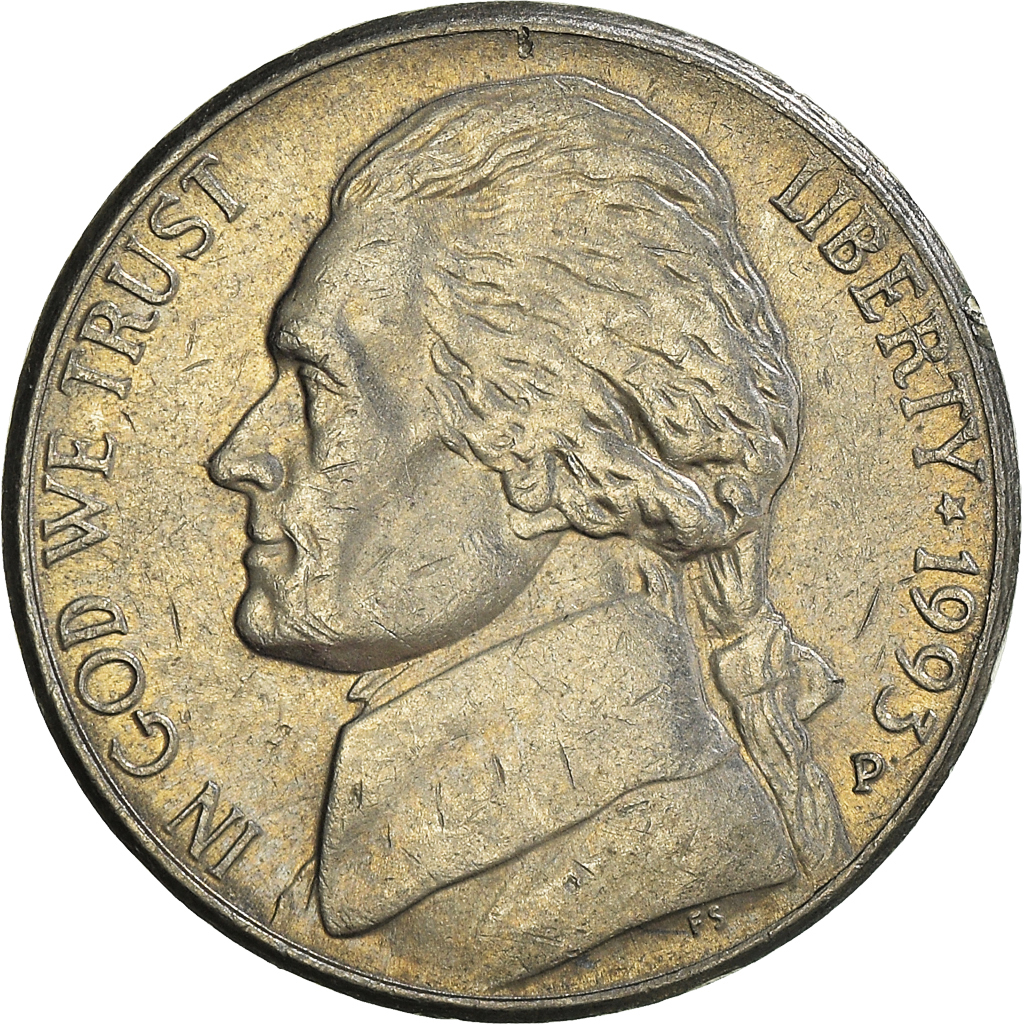 Moneda, Estados Unidos, 5 Cents, 1993