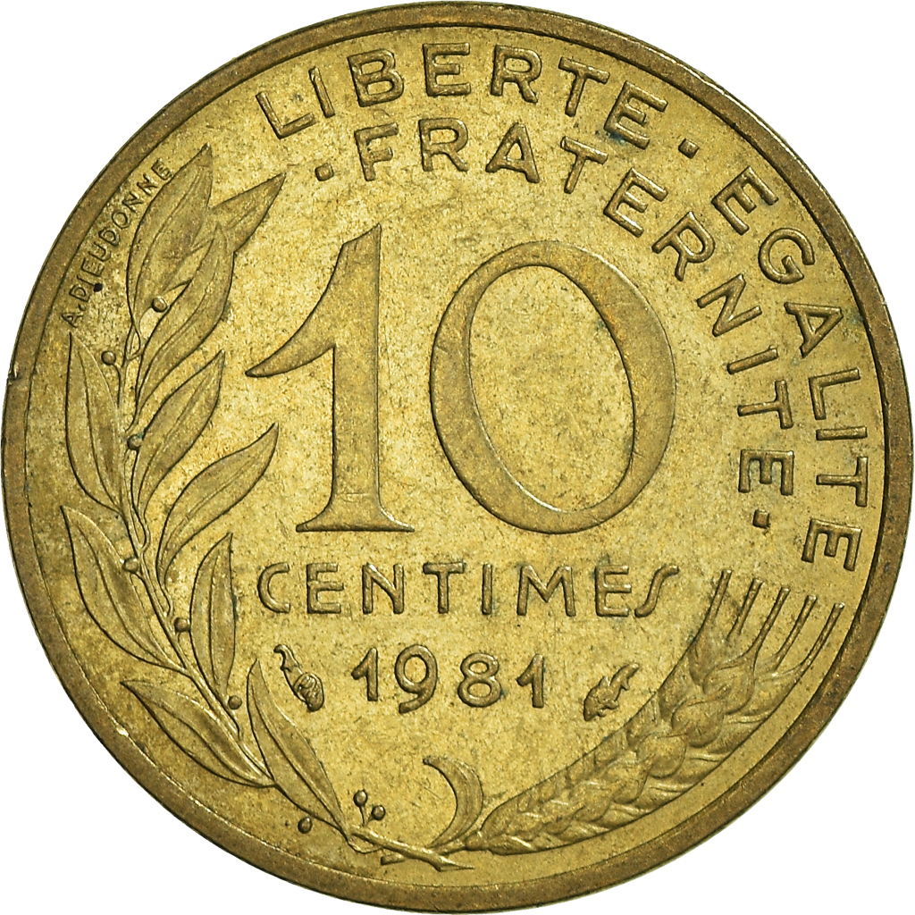 Moneda, Francia, 10 Centimes, 1981