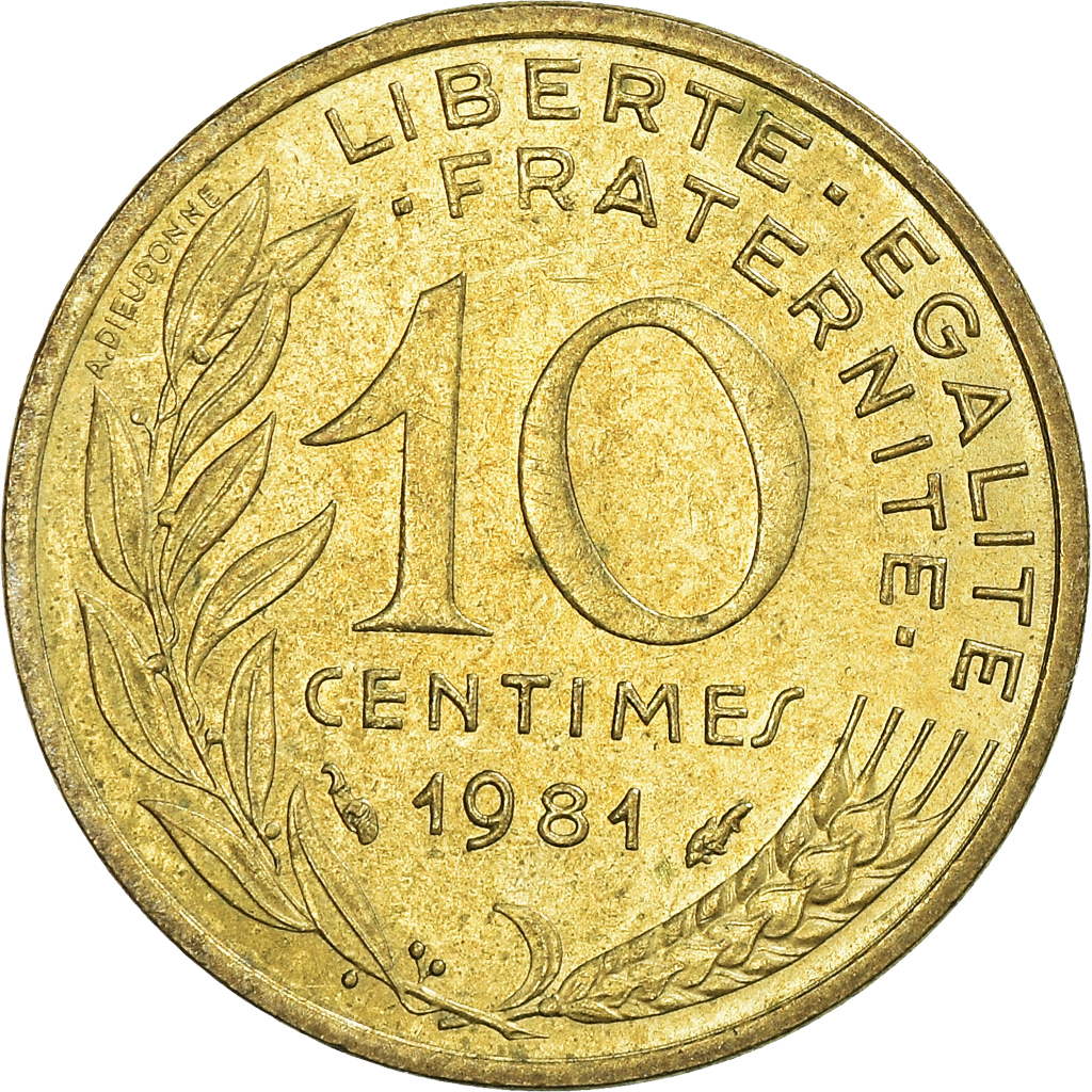 Moneda, Francia, 10 Centimes, 1981