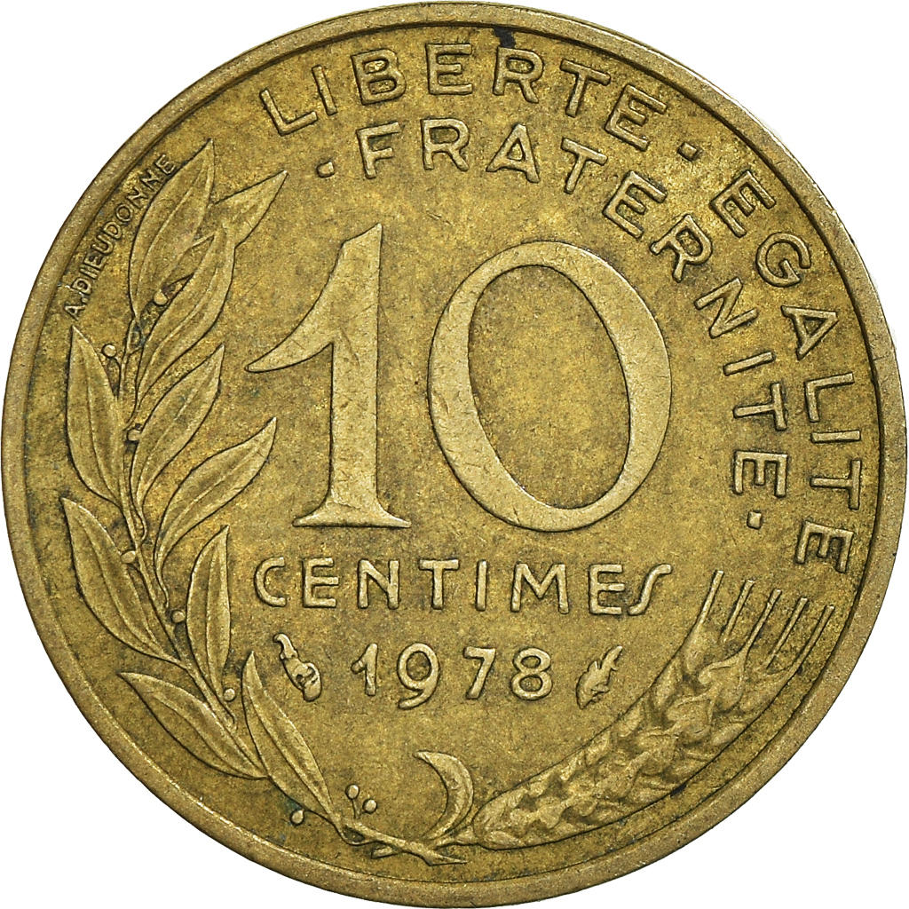 Moneda, Francia, 10 Centimes, 1978