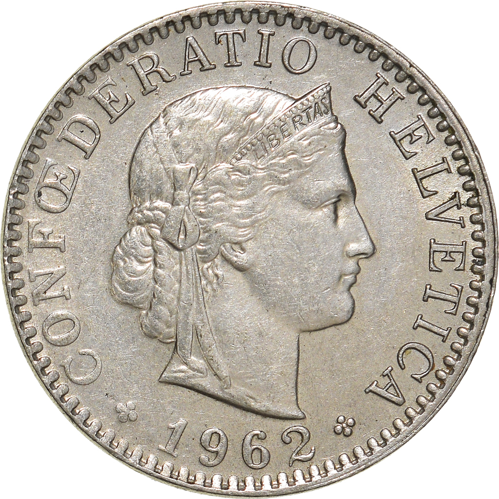 Moneda, Suiza, 20 Rappen, 1962