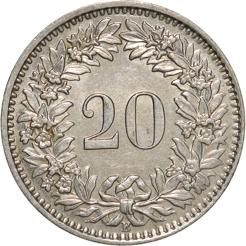 Moneda, Suiza, 20 Rappen, 1962