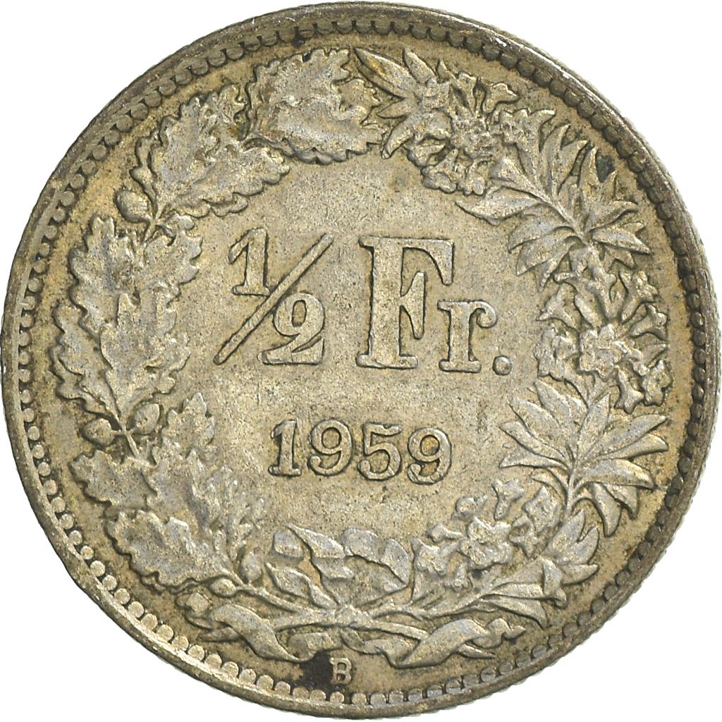 Moneda, Suiza, 1/2 Franc, 1959