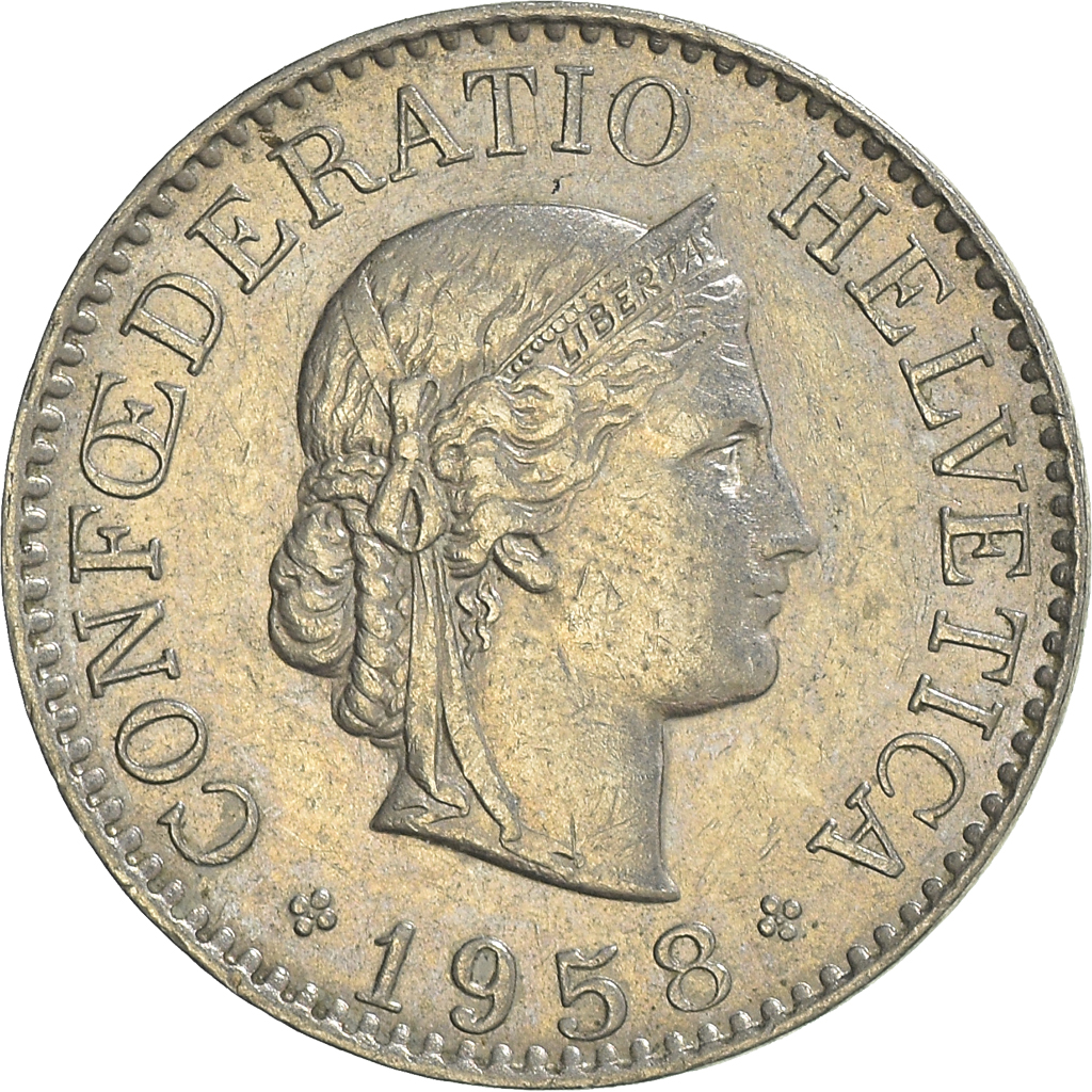 Moneda, Suiza, 10 Rappen, 1958