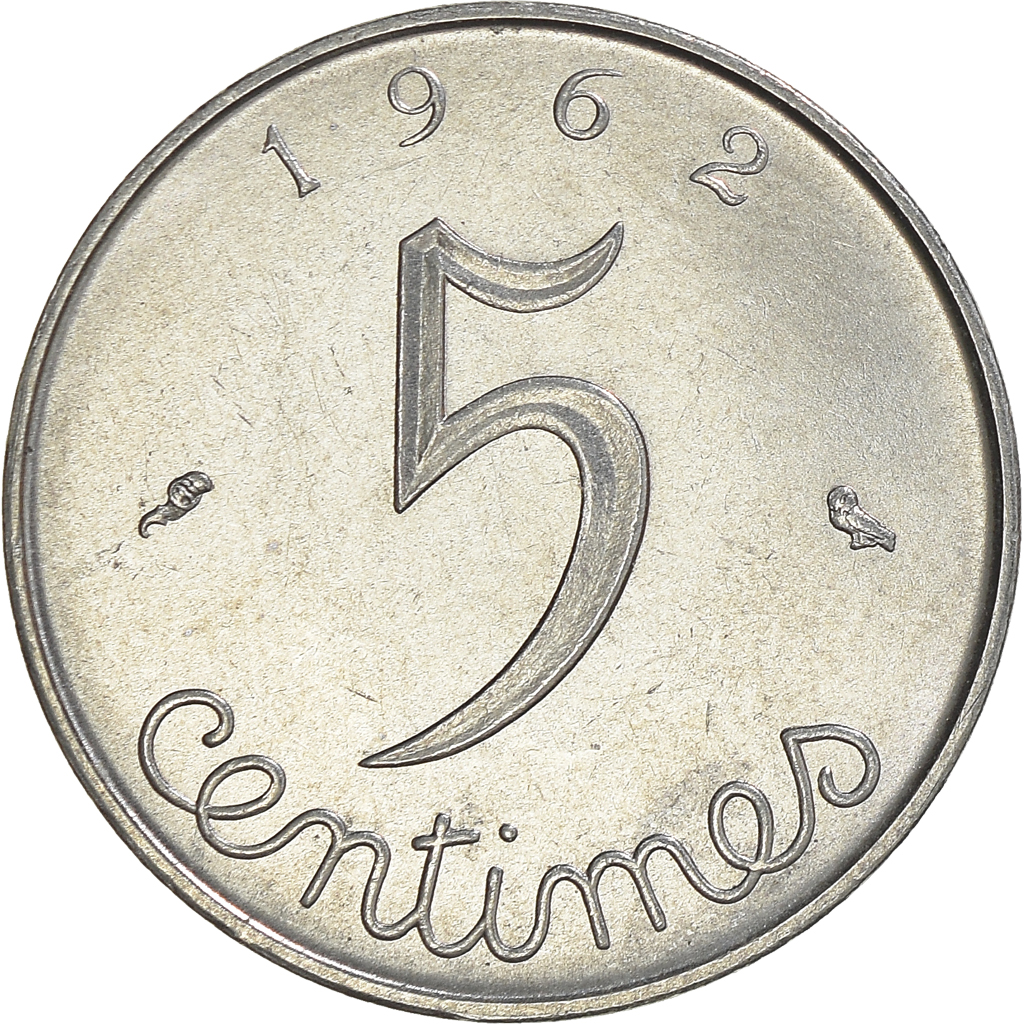 Moneda, Francia, 5 Centimes, 1962