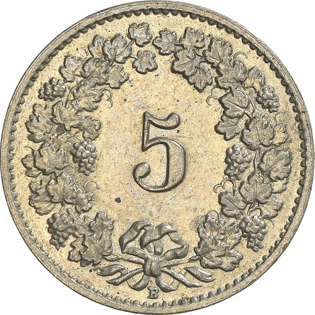 Moneda, Suiza, 5 Rappen, 1957