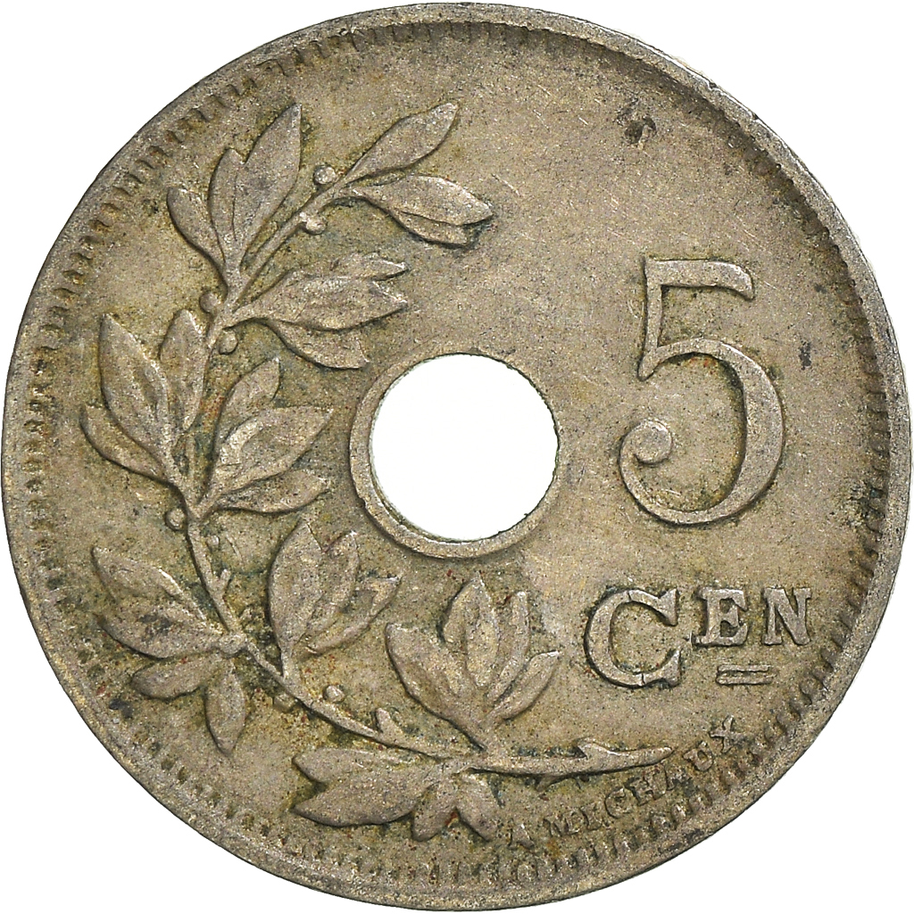 Moneda, Bélgica, 5 Centimes, 1925