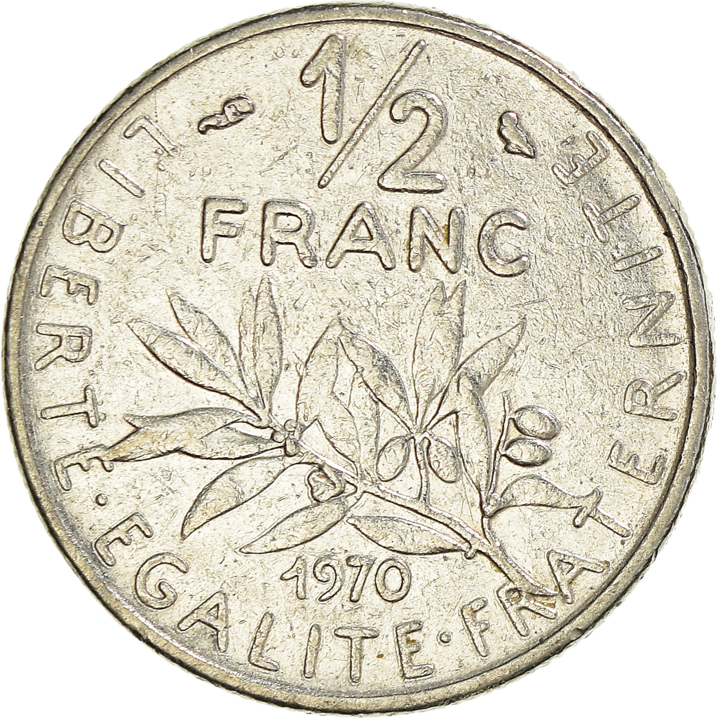 Moneda, Francia, 1/2 Franc, 1970