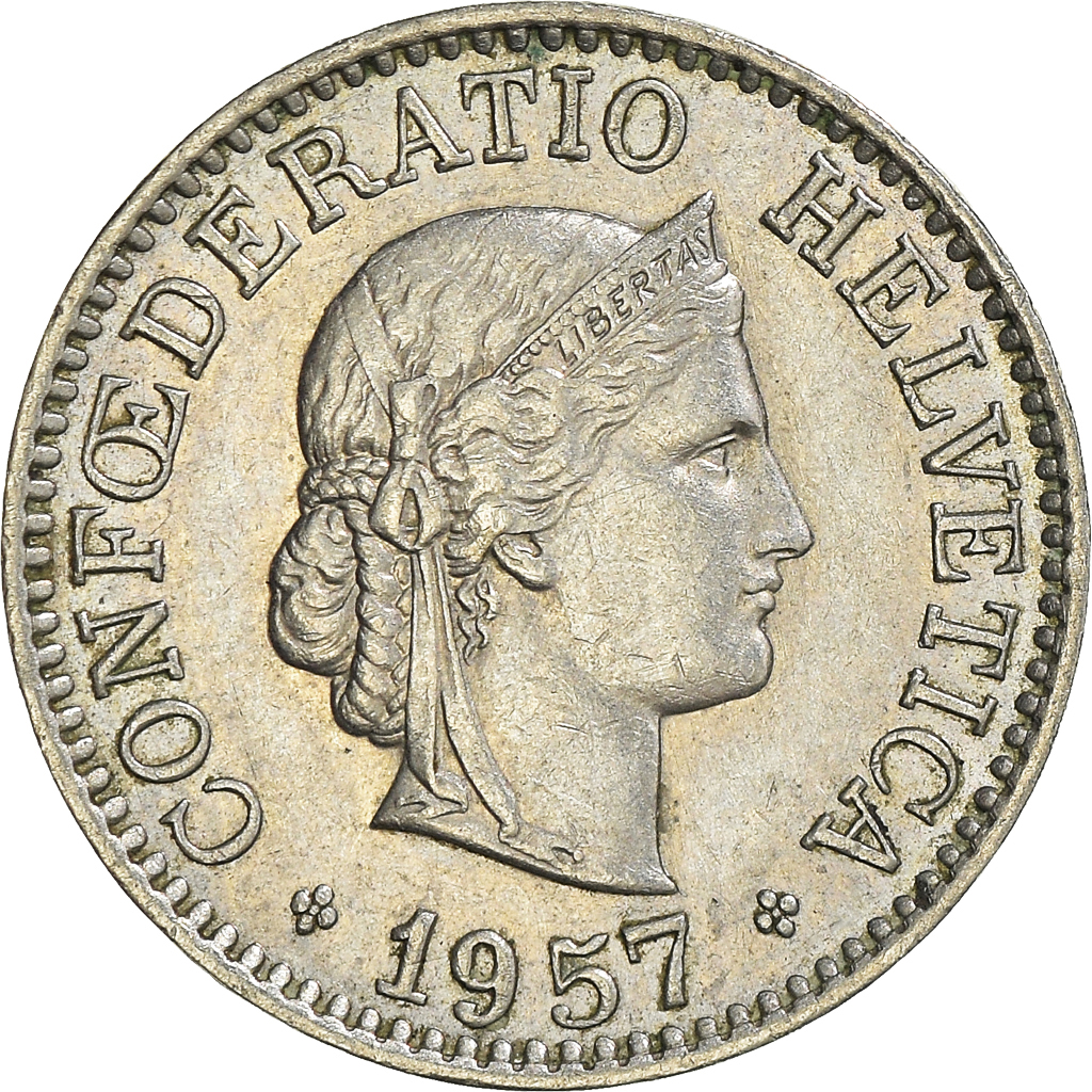 Moneda, Suiza, 10 Rappen, 1957