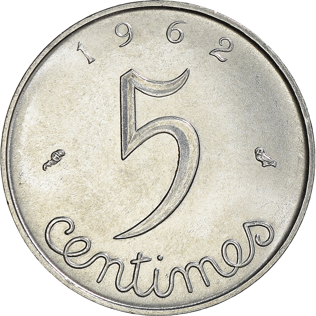 Moneda, Francia, 5 Centimes, 1962